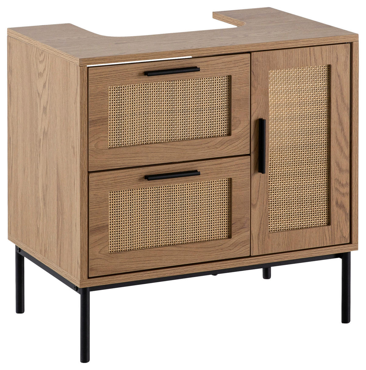 WASCHBECKENUNTERSCHRANK 60/60/40 cm  - Eichefarben/Schwarz, Design, Holzwerkstoff/Metall (60/60/40cm) - MID.YOU