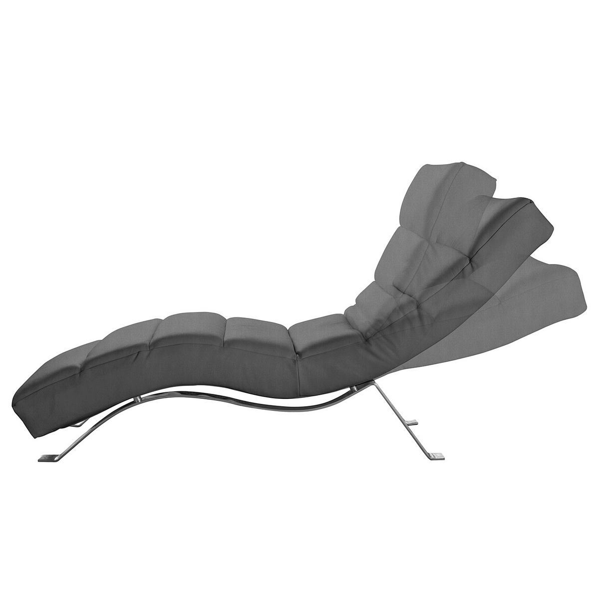 RELAXLIEGE in Mikrofaser Dunkelgrau  - Dunkelgrau/Silberfarben, Design, Textil/Metall (65/65-95/171cm) - Livetastic