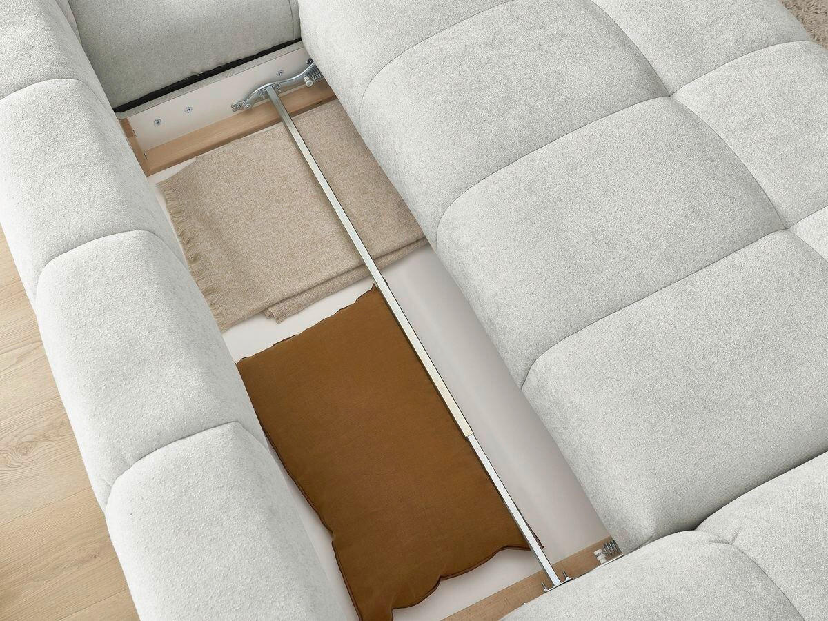 ECKSCHLAFSOFA EVEREST  mit Rücken echt, Armteil links, Armteil rechts Struktur Hellgrau  - Hellgrau/Schwarz, MODERN, Kunststoff/Textil (318/180cm) - Livetastic