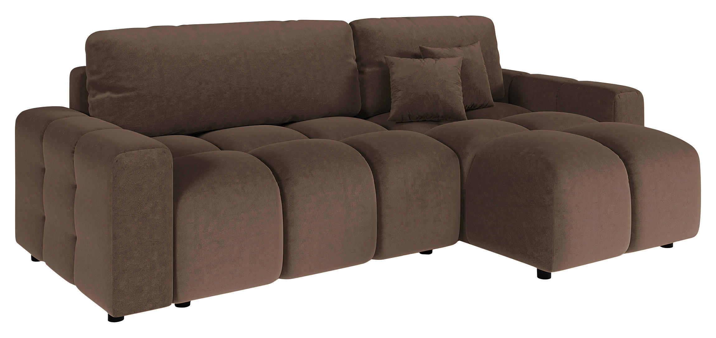 ECKSOFA Luki Graubraun Mikrofaser Rückenkissen, Bettkasten, Schlaffunktion  - Graubraun/Schwarz, Design, Kunststoff/Textil (233/142cm) - P & B