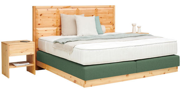 BOXSPRINGBETT 180/200 cm  in Grün, Zirbelkieferfarben  - Zirbelkieferfarben/Grün, Natur, Holz/Textil (180/200cm) - Valnatura
