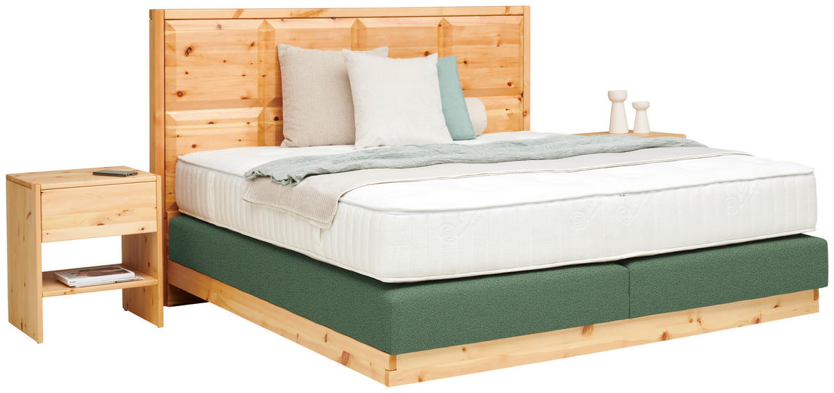 BOXSPRINGBETT 180/200 cm  Grün, Zirbelkieferfarben  - Zirbelkieferfarben/Grün, Natur, Holz/Textil (180/200cm) - Valnatura