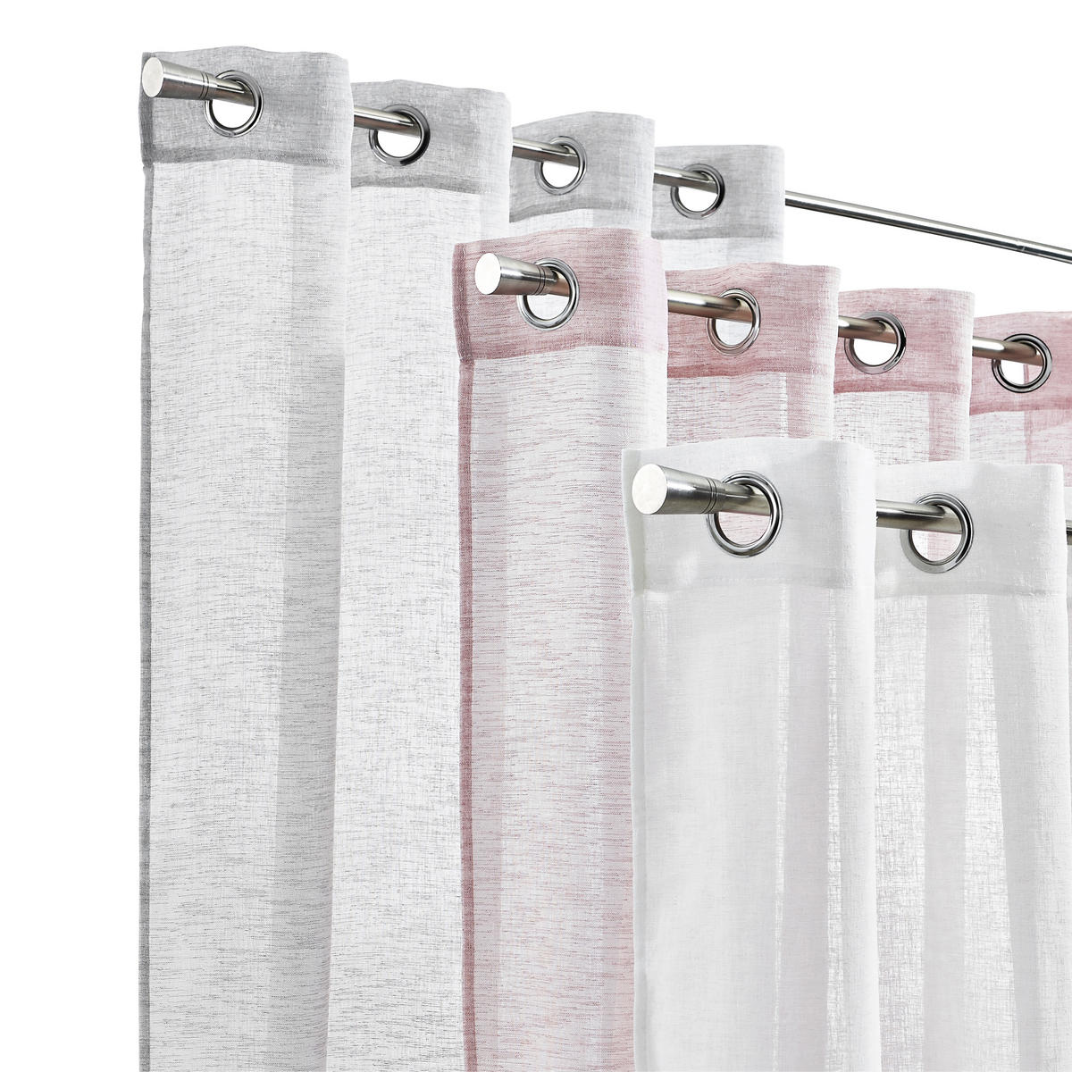 ZAVESA SA KARIKAMA ružičasta - ružičasta, Konvencionalno, tekstil (140/245cm) - Esposa