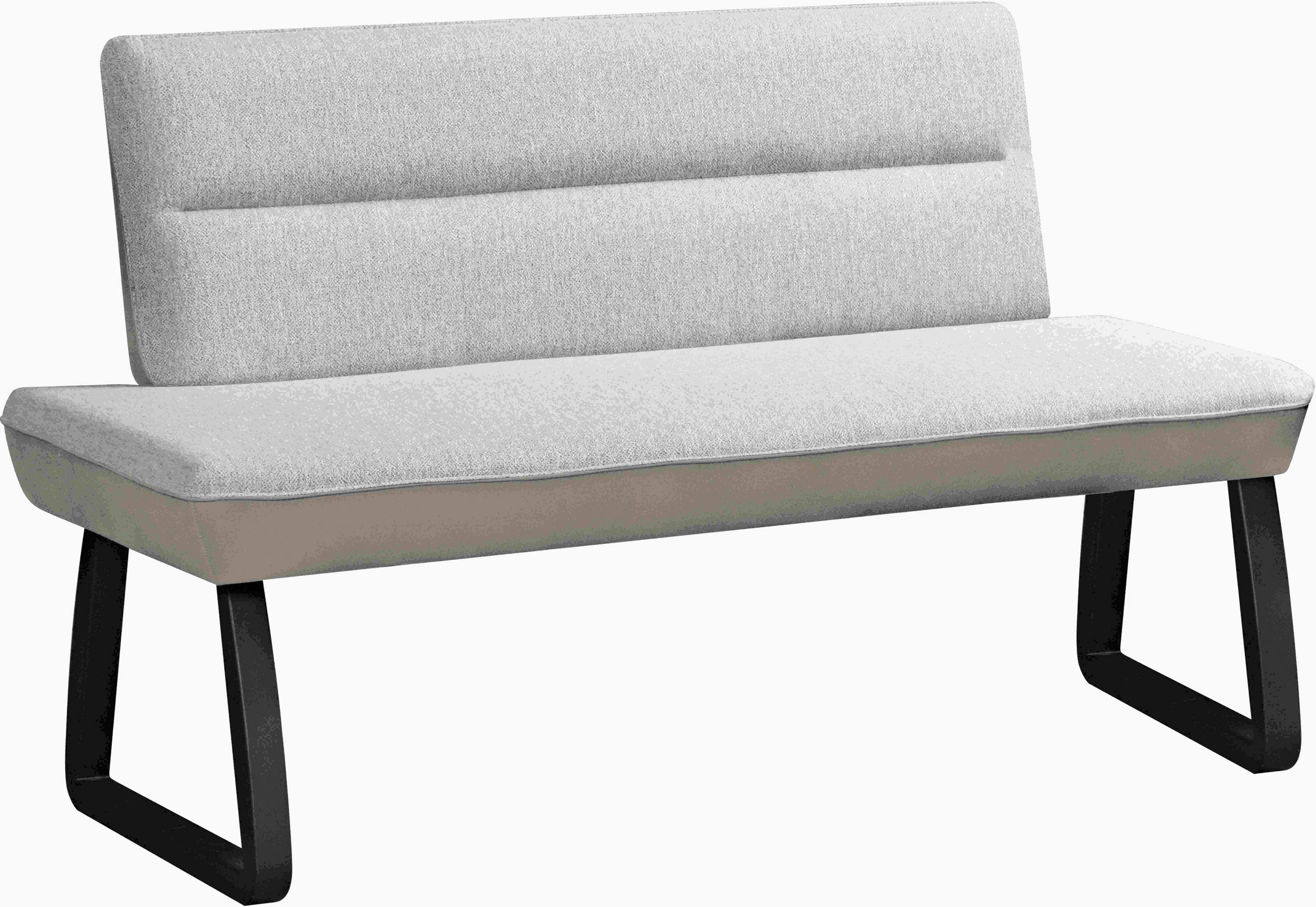 SITZBANK 150/88/60 cm Webstoff Hellgrau, Beige Buche vollmassiv  - Beige/Hellgrau, KONVENTIONELL, Holz/Textil (150/88/60cm) - Novel