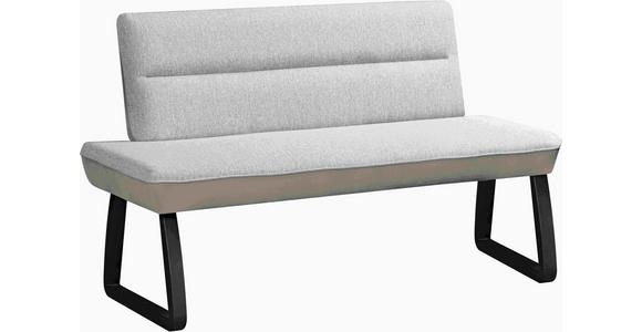 SITZBANK 150/88/60 cm Webstoff Hellgrau, Beige Buche vollmassiv - Beige/Hellgrau, KONVENTIONELL, Holz/Textil (150/88/60cm) - Novel
