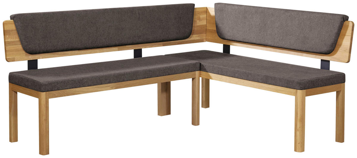 ECKBANK 248/171 cm Webstoff Braun, Eichefarben Eiche vollmassiv   - Eichefarben/Braun, KONVENTIONELL, Holz/Textil (248/171cm) - Linea Natura