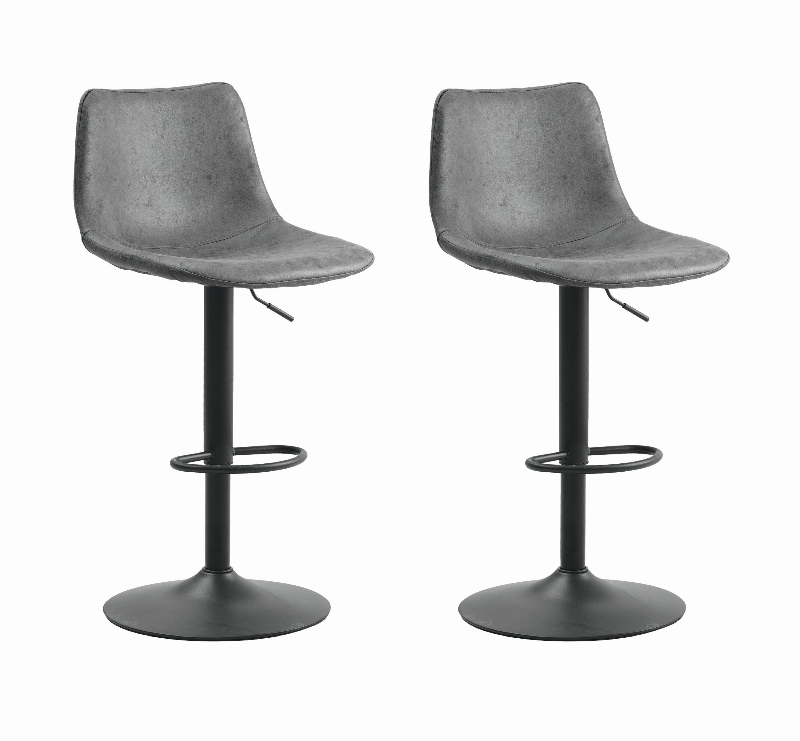 BARHOCKER-SET Mikrofaser Anthrazit Stahl  - Anthrazit/Schwarz, Basics, Textil/Metall (45/90/52cm) - MID.YOU
