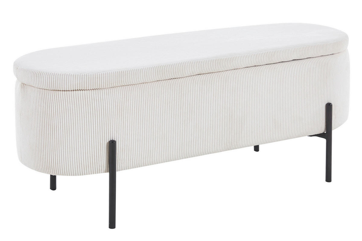 BETTBANK Cord Beige  - Beige/Schwarz, MODERN, Textil/Metall (110/44/40cm) - Livetastic