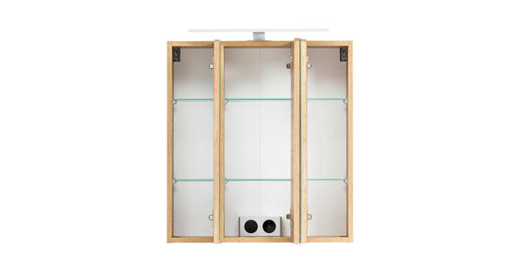SPIEGELSCHRANK 60/64/20 cm - Eiche Wotan/Alufarben, Natur, Glas/Holzwerkstoff (60/64/20cm) - Xora