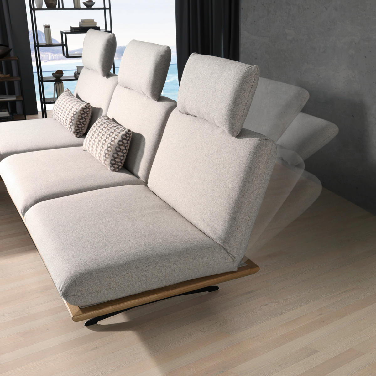 OTTOMANE  in Webstoff Grau  - Schwarz/Grau, Design, Holz/Textil (114/92/165-218cm) - Dieter Knoll