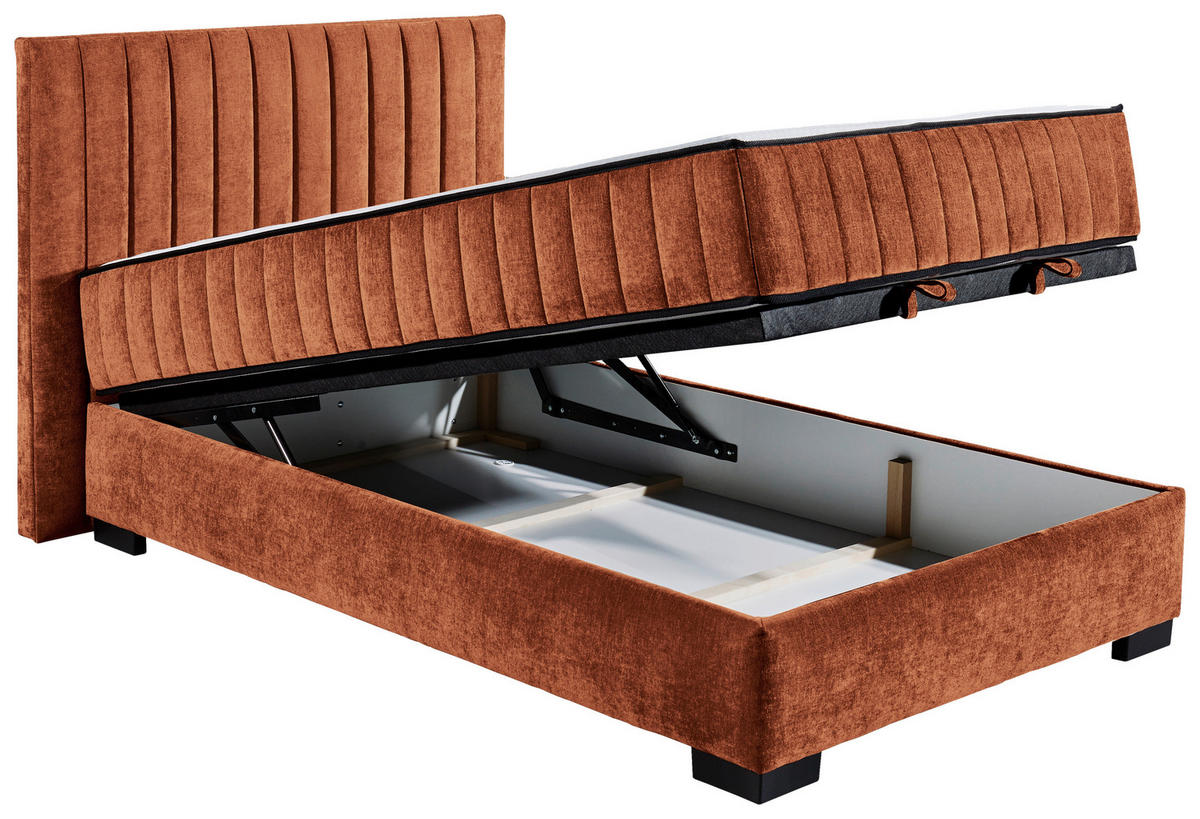 BOXBETT 120/200 cm  in Cognac  - Cognac/Schwarz, Modern, Holzwerkstoff/Kunststoff (120/200cm) - MID.YOU