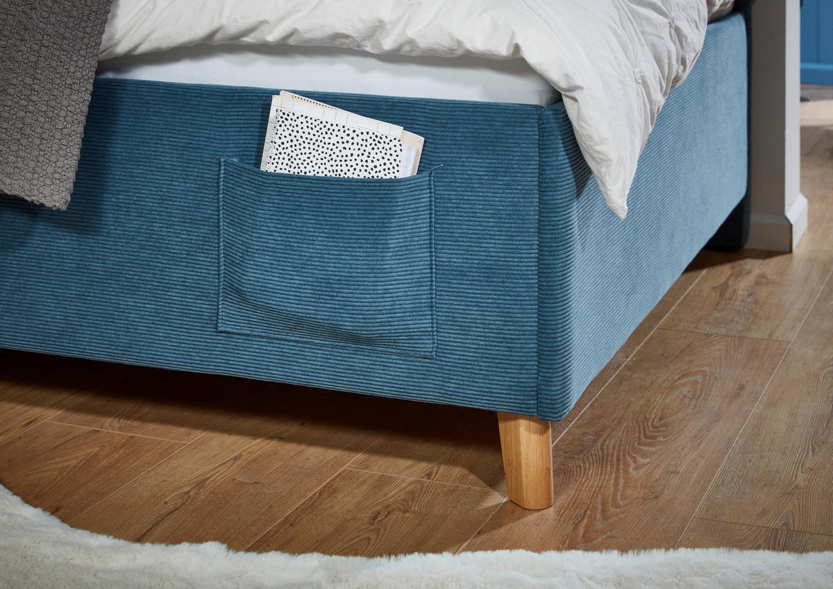 POLSTERBETT 140/200 cm  in Blau  - Blau/Eichefarben, Konventionell, Holz/Textil (140/200cm) - Stylife