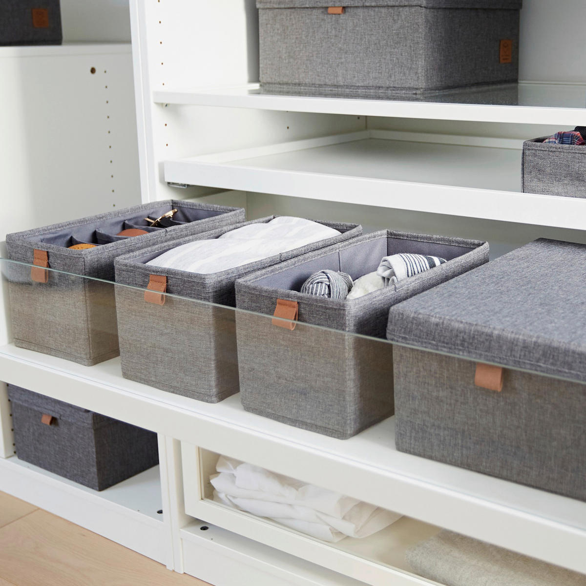 AUFBEWAHRUNGSBOXEN-SET Premium  - Grau, Basics, Karton/Textil (30/15/15cm) - Store It