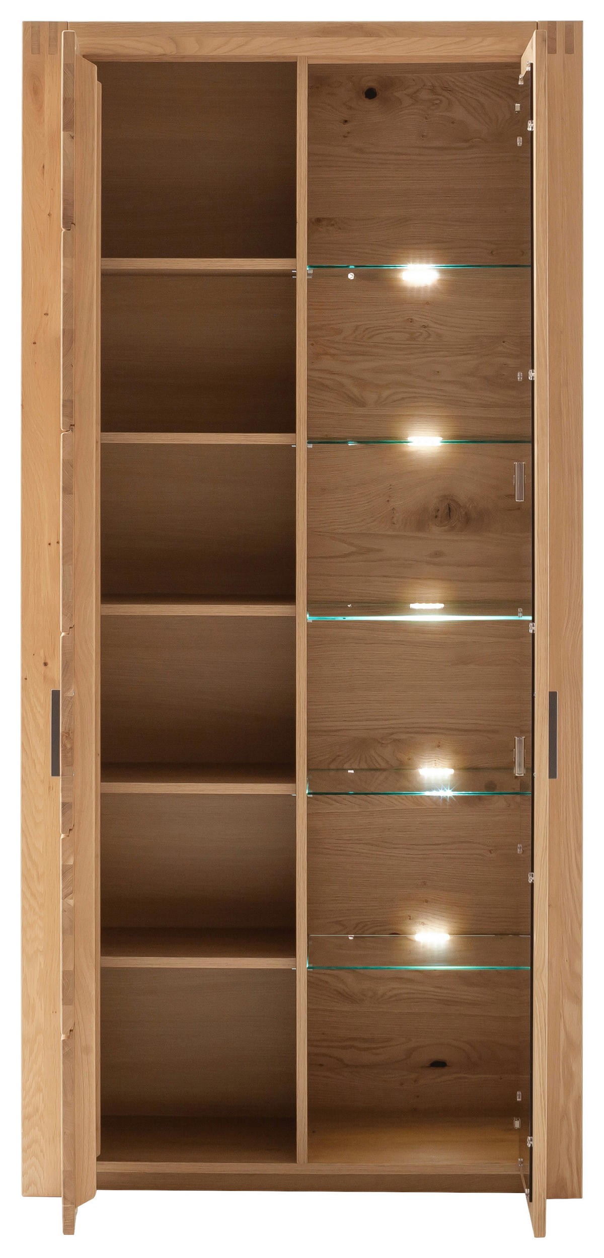 VITRINE in massiv Asteiche Eichefarben  - Eichefarben/Anthrazit, Design, Glas/Holz (97/203/37cm) - Livetastic