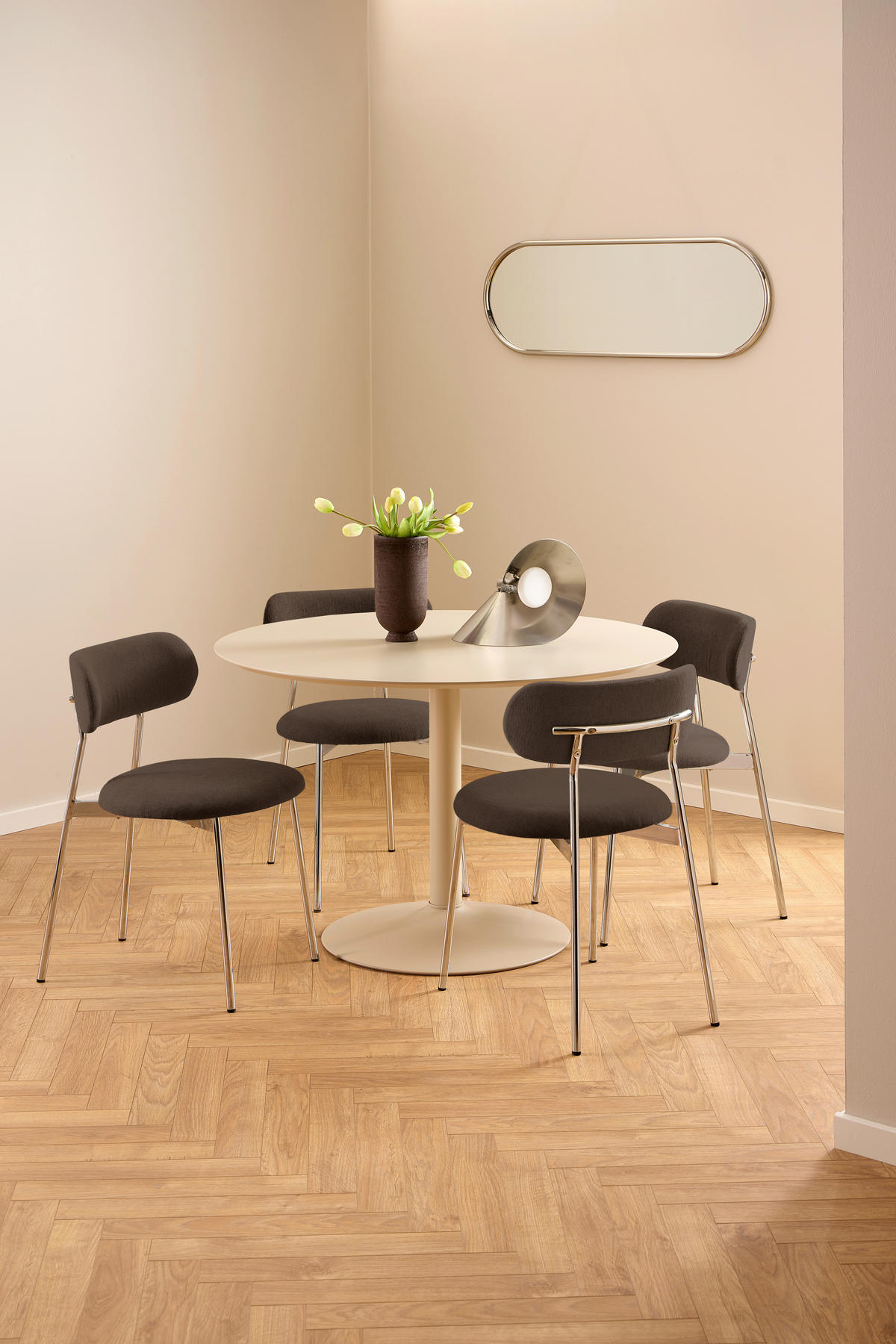 STUHL   Flachgewebe  - Chromfarben/Braun, MODERN, Textil/Metall (47/79/53,5cm) - MID.YOU