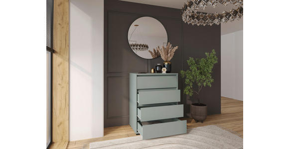 KOMMODE Line in 80/103/48 cm - Schwarz/Grün, Design, Holzwerkstoff/Kunststoff (80/103/48cm) - Carryhome