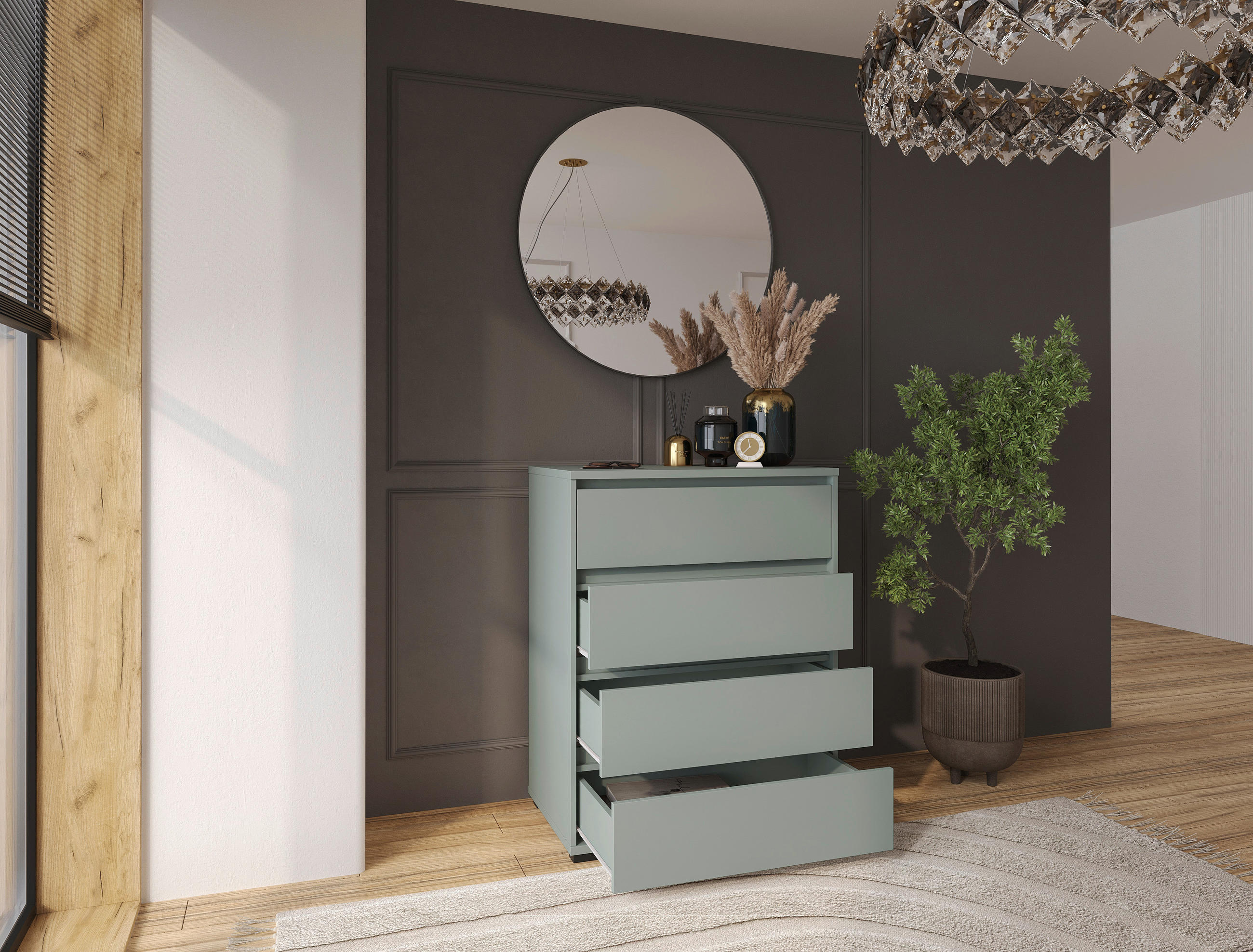 KOMMODE  in 80,1/102,8/48 cm  - Anthrazit/Grün, Design, Holzwerkstoff/Kunststoff (80,1/102,8/48cm) - Carryhome