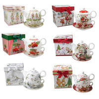 ČAJOVÁ SOUPRAVA PRO JEDNOHO 490 ml - vícebarevná, Trend, karton/papír (17/14cm) - X-Mas