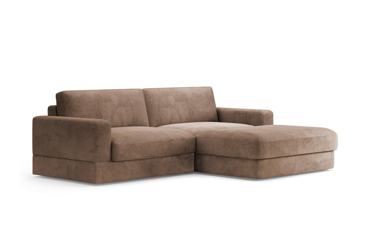 ECKSOFA FABIO E Sandfarben Cord  - Sandfarben/Schwarz, MODERN, Kunststoff/Textil (264/196cm) - Sit & More