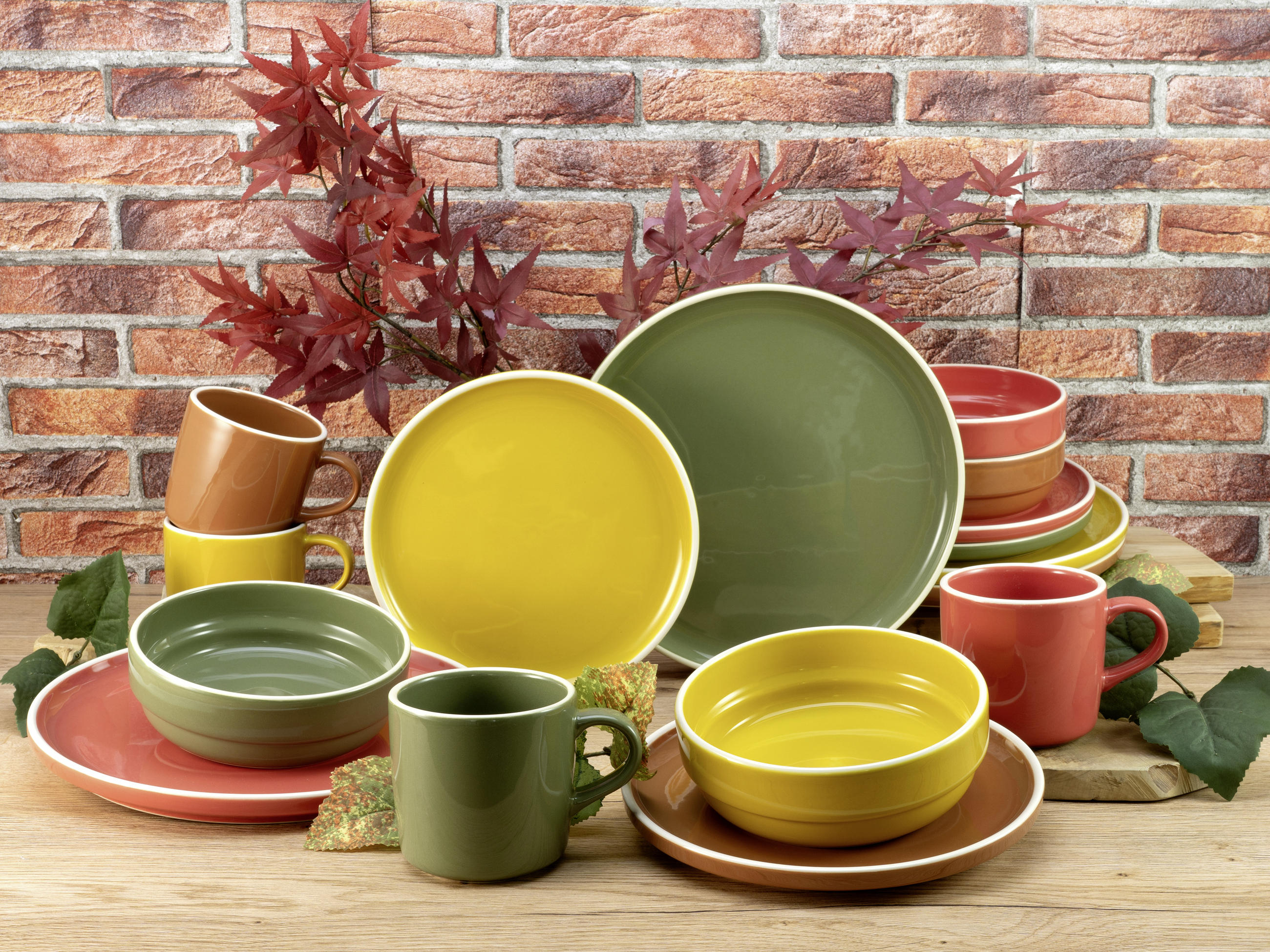 KOMBINOVANÁ SOUPRAVA, 16dílné, pórovina - vícebarevná, Basics, keramika (38,5/38,5/34cm) - Creatable