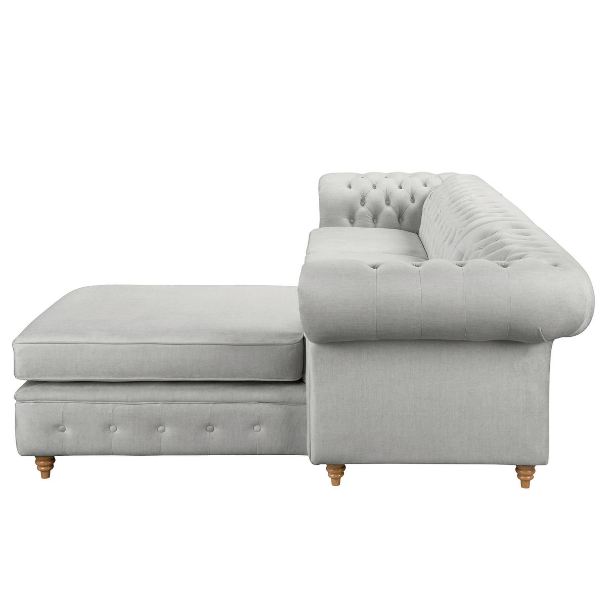 ECKSOFA Mikrofaser Hellgrau  - Creme/Hellgrau, Design, Holz/Textil (284/182cm) - P & B