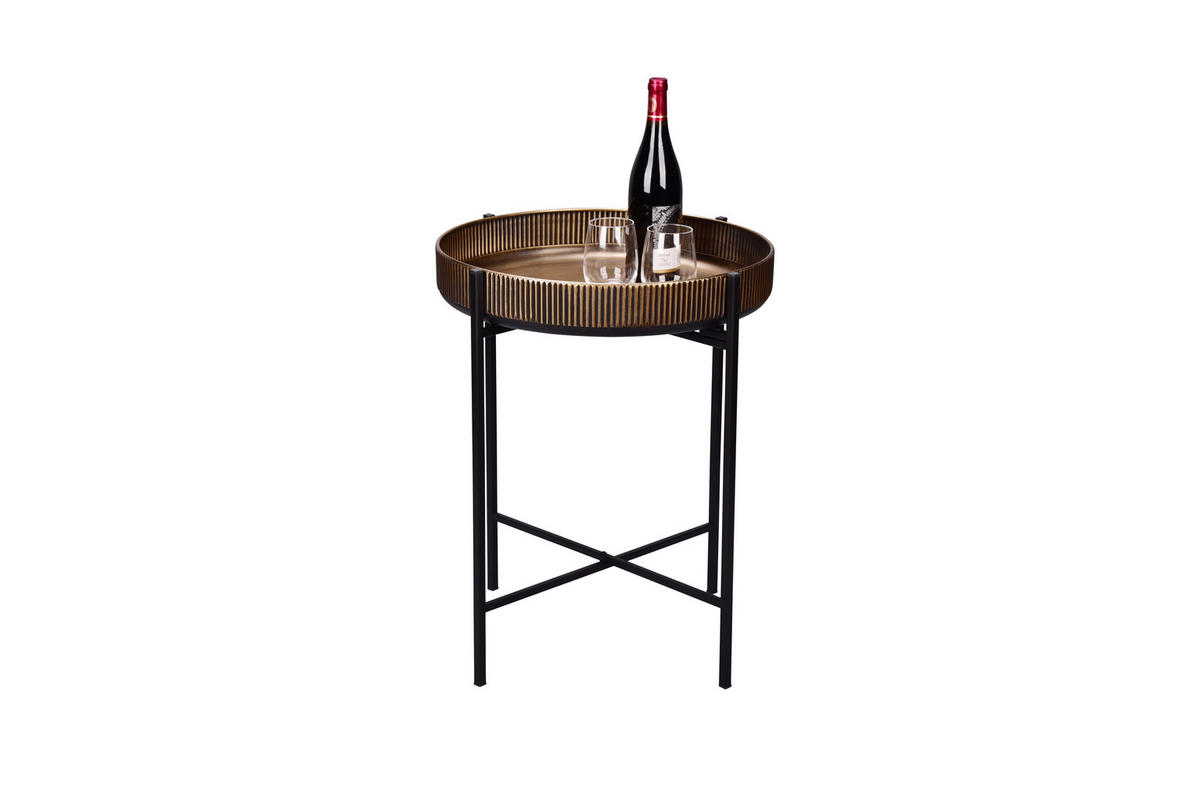 BEISTELLTISCH 51/51/60 cm Schwarz, Goldfarben rund  - Goldfarben/Schwarz, MODERN, Metall (51/51/60cm)
