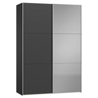 SCHWEBETÜRENSCHRANK 152/220/46 cm 2-türig Anthrazit, Schwarz  - Anthrazit/Silberfarben, Design, Glas/Holzwerkstoff (152/220/46cm) - Jutzler