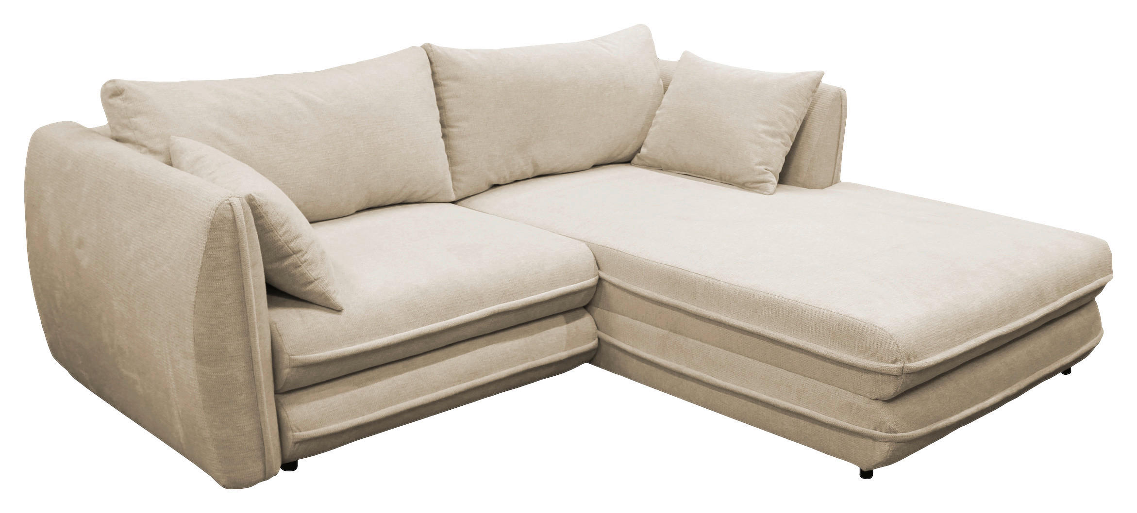 ECKSOFA in Struktur Beige  240/201 cm  - Beige/Schwarz, Design, Kunststoff/Textil (240/201cm) - MID.YOU