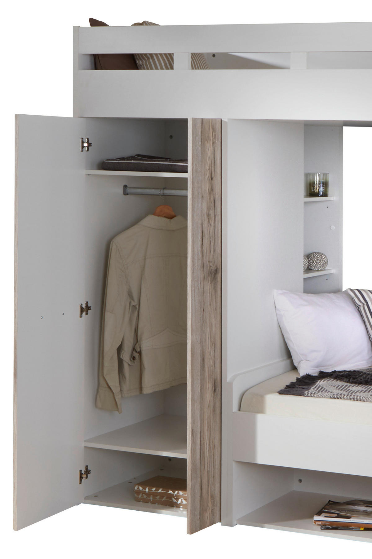 ETAGENBETT 90/200 cm Weiß, Eichefarben  - Eichefarben/Weiß, KONVENTIONELL, Holzwerkstoff (90/200cm) - MID.YOU