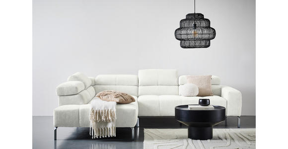 ECKSOFA  in Flachgewebe Weiß  224/282 cm  - Chromfarben/Weiß, KONVENTIONELL, Textil/Metall (224/282cm) - Hom`in