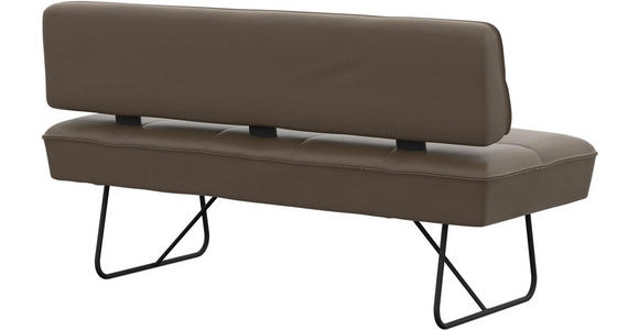 SITZBANK in Metall, Leder Grau  - Schwarz/Grau, Design, Leder/Metall (185/89/68cm) - Moderano