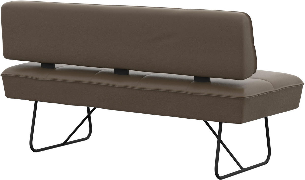 SITZBANK 165/88/66 cm Echtleder Grau  - Schwarz/Grau, Design, Leder/Metall (165/88/66cm) - Moderano