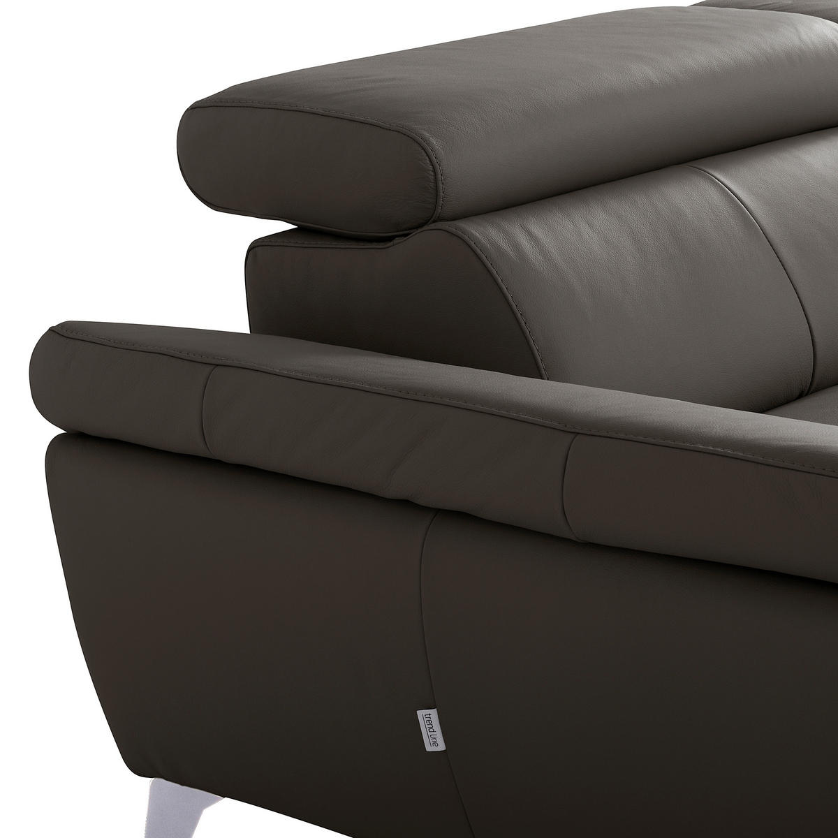 ECKSOFA Lederlook Echtleder Dunkelbraun  - Chromfarben/Dunkelbraun, Design, Leder/Textil (179/252cm) - Livetastic