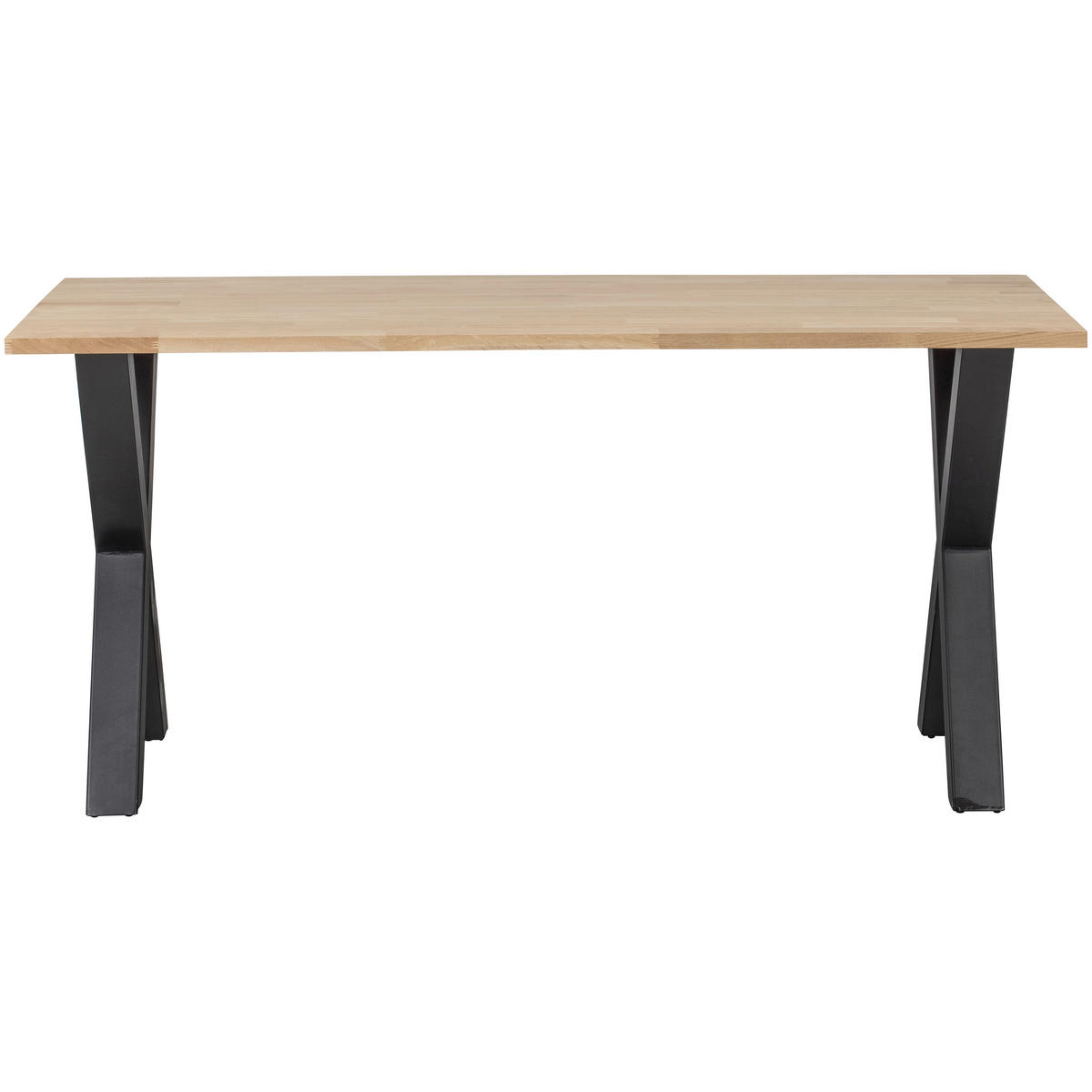 ESSTISCH Eiche massiv rechteckig Eichefarben  - Eichefarben/Schwarz, Design, Holz/Metall (160/90/75cm) - Livetastic