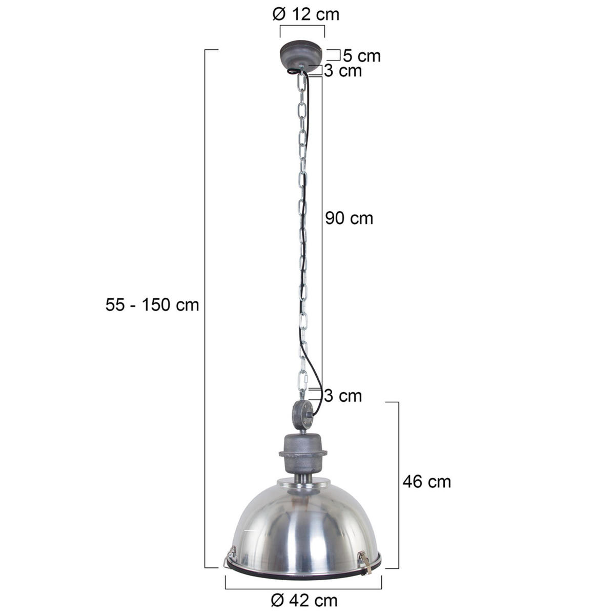 PENDELLEUCHTE  42/145/42 cm   - Silberfarben, Trend, Glas/Metall (42/145/42cm)