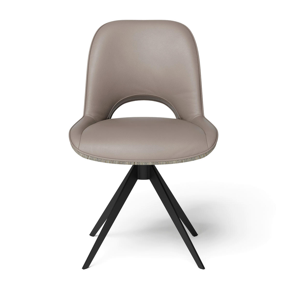 STUHL  in Stahl Flachgewebe Kombination Echtleder/Stoff pigmentiert  - Beige/Schwarz, Design, Leder/Textil (53/86/61cm) - Joop!