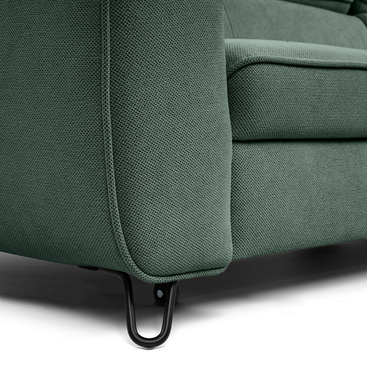 ECKSOFA in Flachgewebe Waldgrün  - Waldgrün/Schwarz, Design, Textil/Metall (250/200cm) - Stylife