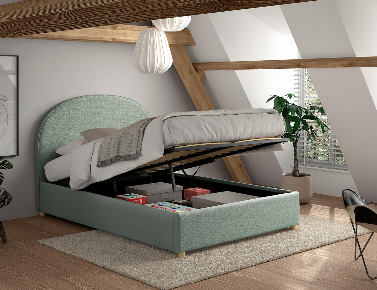 KINDER-/JUNIORBETT 140/200 cm  in Grün  - Naturfarben/Grün, ROMANTIK / LANDHAUS, Holz/Textil (140/200cm) - Vipack