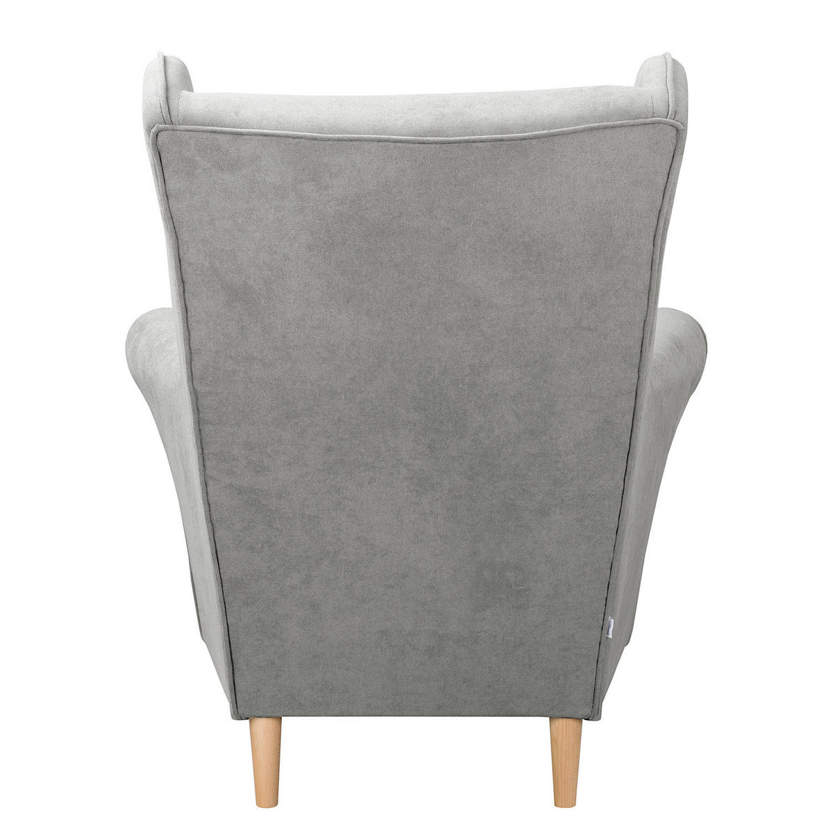 OHRENSESSEL Scandi Mikrofaser Grau  - Naturfarben/Grau, Design, Holz/Textil (87/105/90cm) - Livetastic