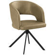 ARMLEHNSTUHL  Stoffauswahl, Sitzfläche 360° drehbar, inklusive Armlehnen, automatische Rückholfunktion Lederlook (vegan)  - Schwarz/Olivgrün, KONVENTIONELL, Textil/Metall (56/84/59cm) - Moderano