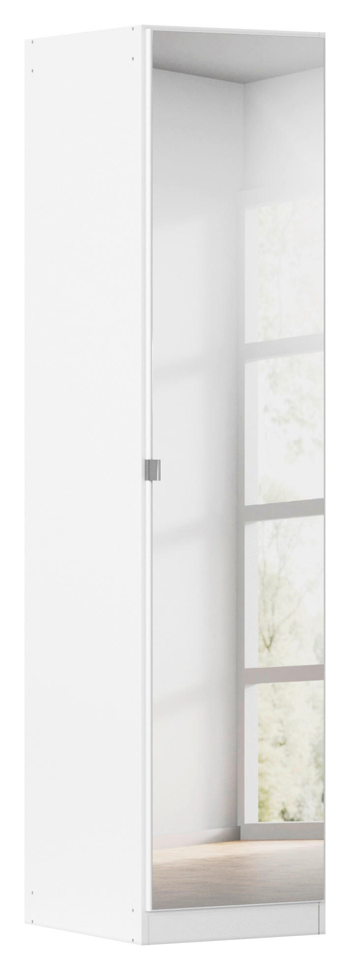 DREHTÜRENSCHRANK Weiss  - Weiss/Alufarben, Konventionell, Glas/Holzwerkstoff (47/197/54cm) - home24