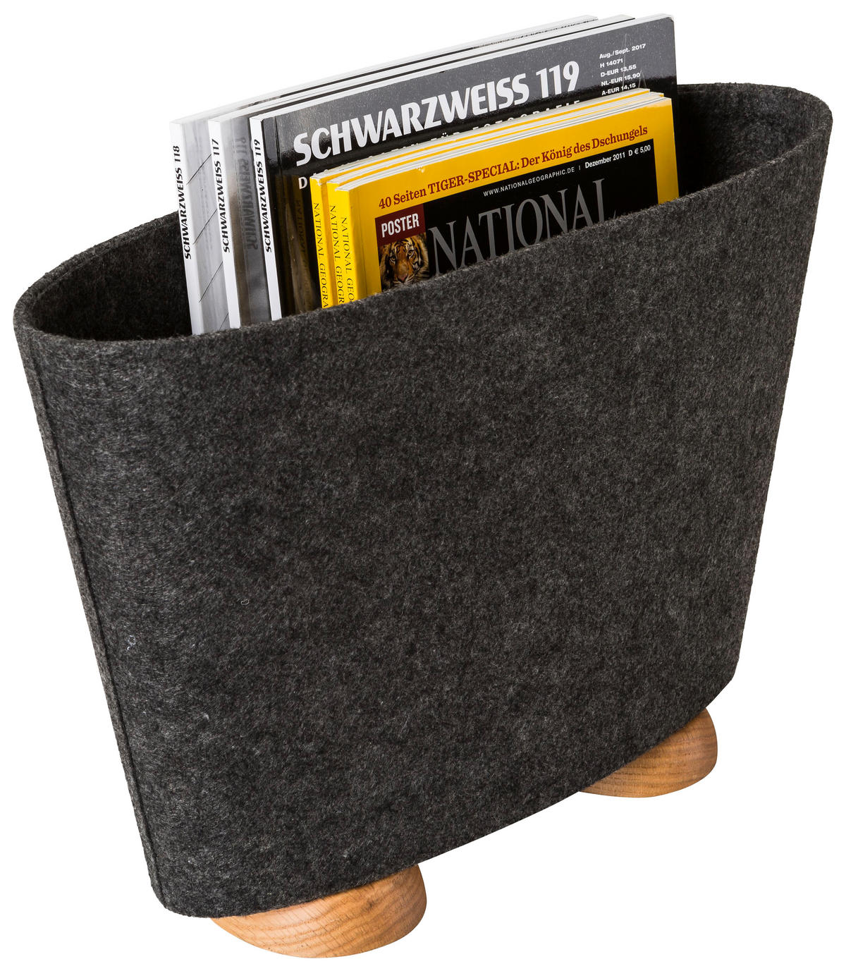 ZEITUNGSSTÄNDER Holz, Textil Anthrazit, Eichefarben  - Eichefarben/Anthrazit, Design, Holz/Textil (41/29/14cm)