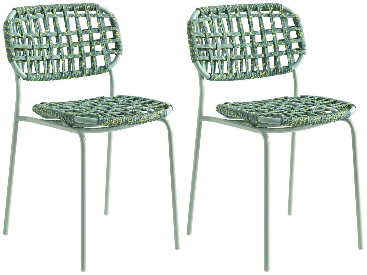 GARTENSTUHL-SET Pastellgrün  - Pastellgrün, Design, Textil/Metall (47/81/55,5cm) - Connubia 