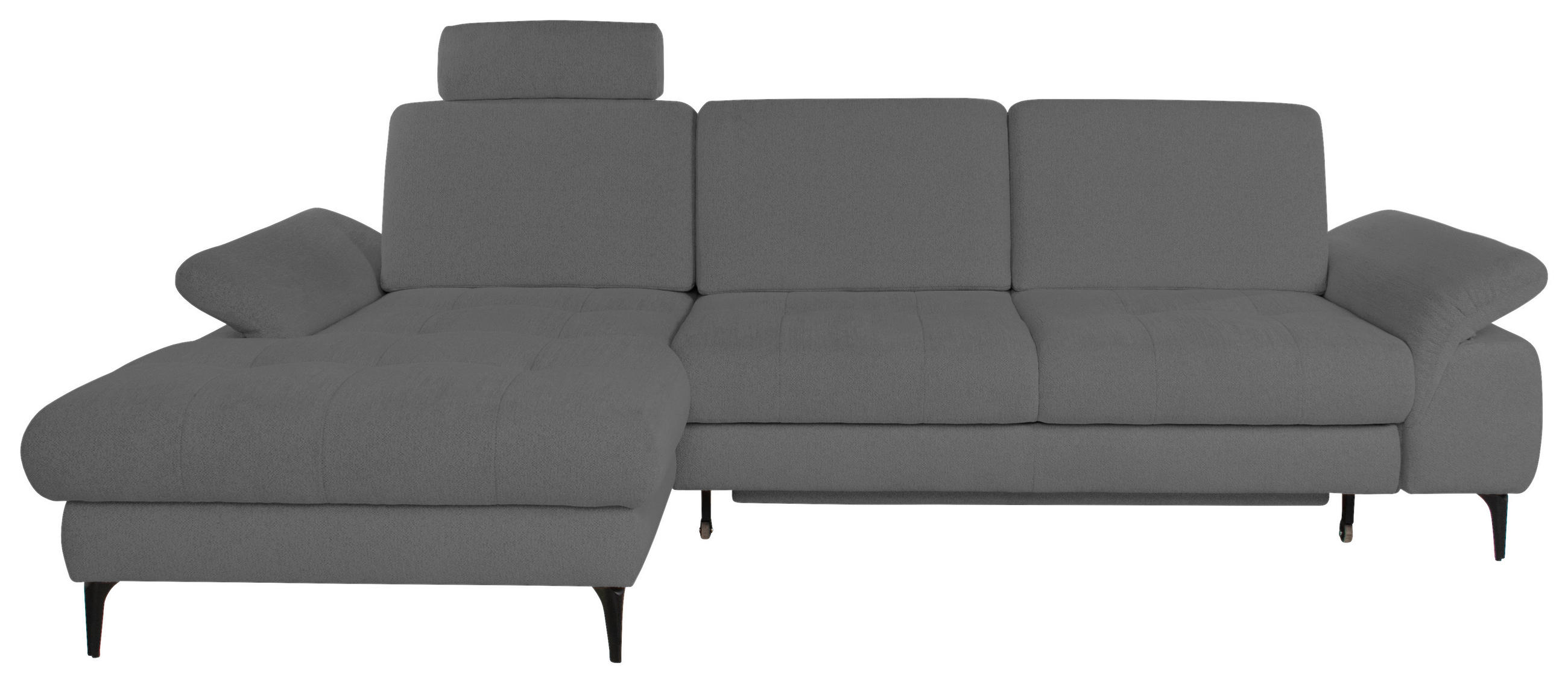 ECKSOFA ALMA in Chenille Dunkelgrau  191/285 cm  - Dunkelgrau/Schwarz, Design, Textil/Metall (191/285cm) - Livetastic