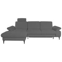 ECKSOFA ALMA in Chenille Dunkelgrau  191/285 cm  - Dunkelgrau/Schwarz, Design, Textil/Metall (191/285cm) - Livetastic