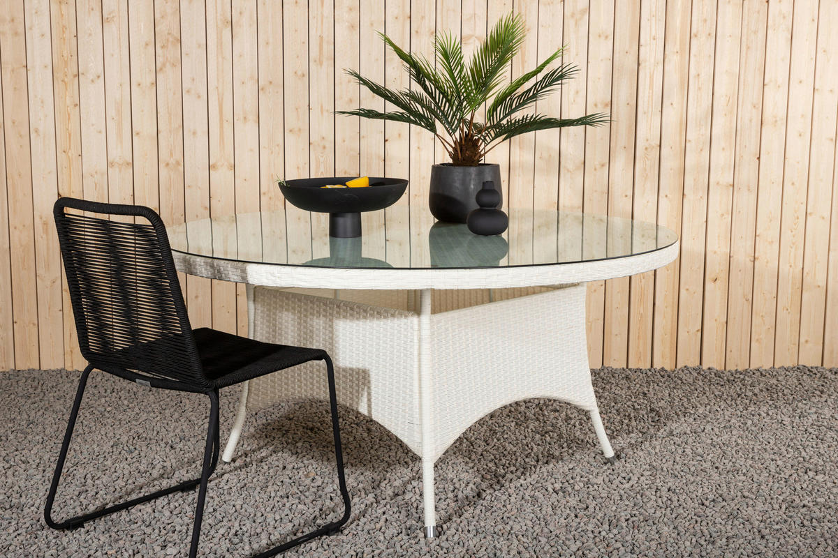 GARTENTISCH 150/150/74 cm Kunststoff rund  - Weiß, KONVENTIONELL, Glas/Kunststoff (150/150/74cm) - Gardenson