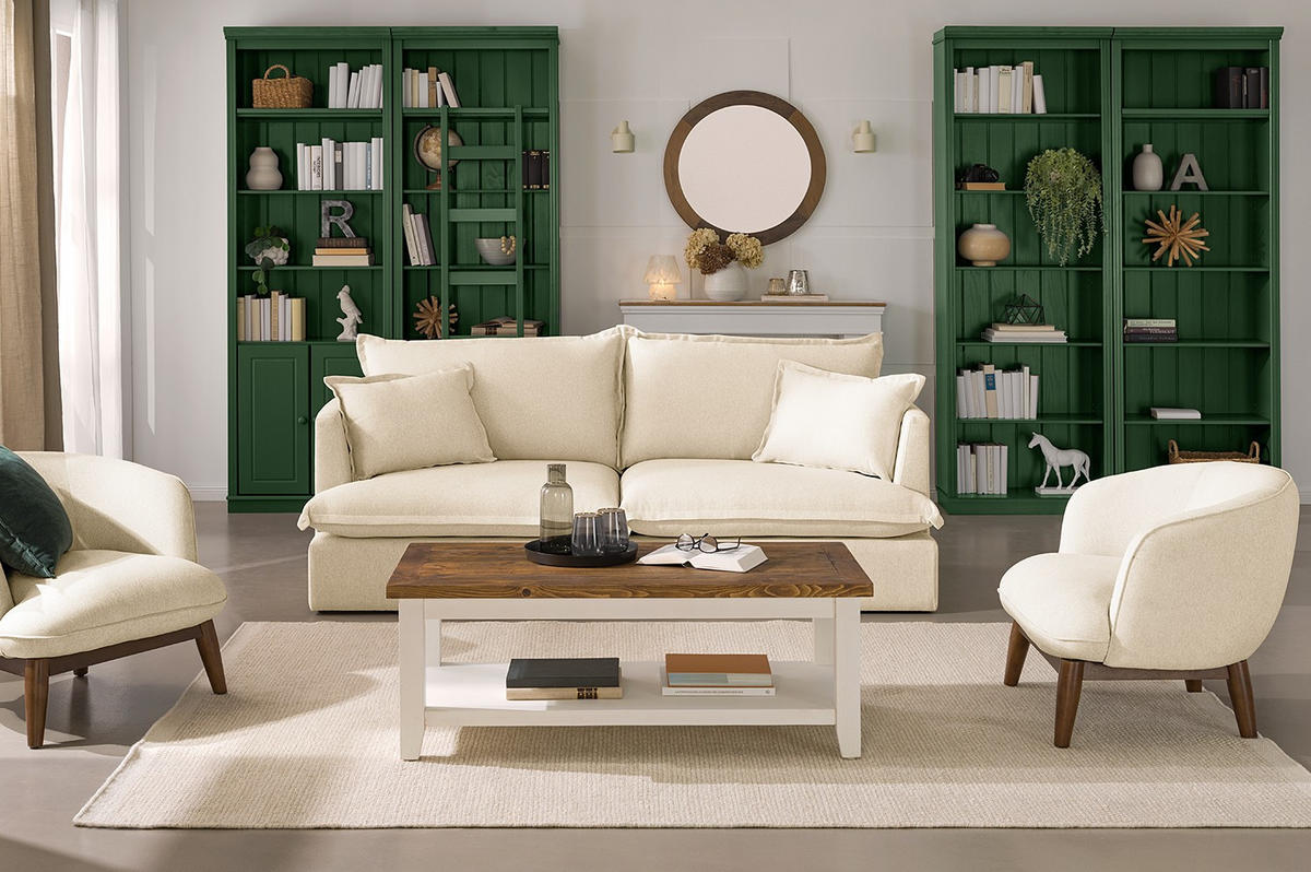 REGAL Kiefer massiv Grün  - Grün, Design, Holz (74/223/37cm) - Livetastic