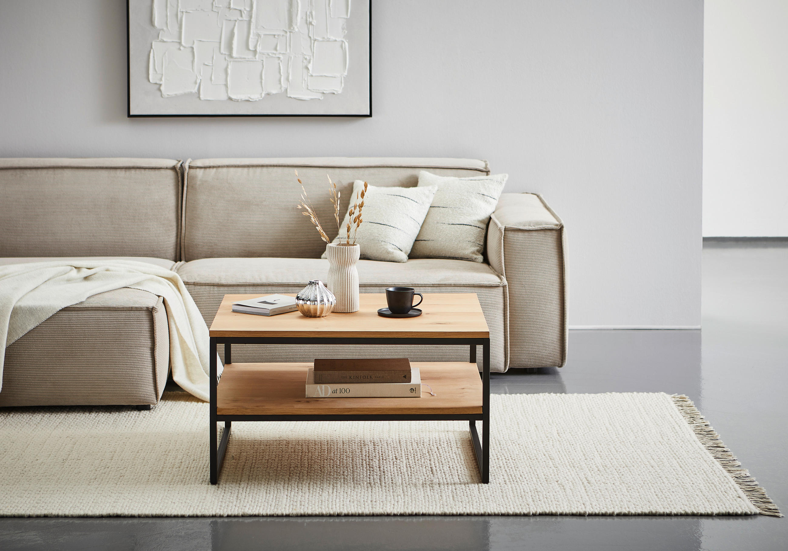 COUCHTISCH in Holz, Metall, Holzwerkstoff 80/70/45 cm  - Eichefarben/Schwarz, Design, Holz/Holzwerkstoff (80/70/45cm) - MID.YOU
