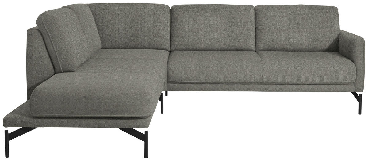 ECKSOFA in Flachgewebe Graubraun  - Anthrazit/Graubraun, Design, Textil/Metall (230/254cm) - Johann Jakob