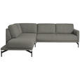 ECKSOFA in Flachgewebe Graubraun  - Anthrazit/Graubraun, Design, Textil/Metall (230/254cm) - Ambiente